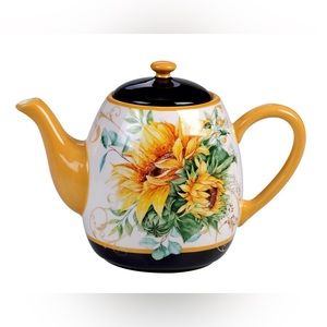 Brand new Nancy mink, sunflower fields, ceramic teapot